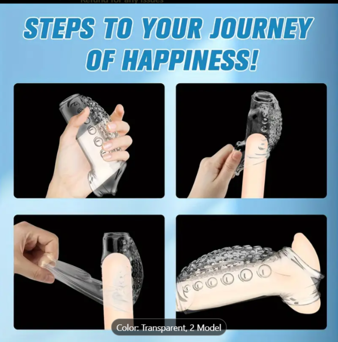 Silicone Penis Sleeve with dots in clear