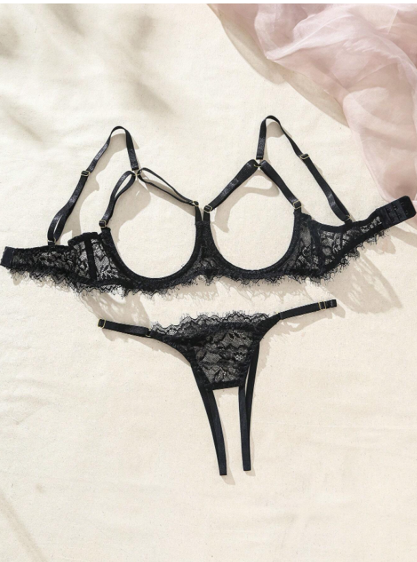 Daring Allure Open Lace Lingerie Set